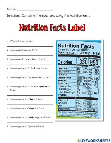 Nutrition Facts Label