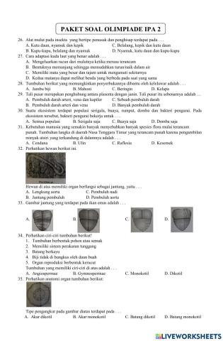 Soal latihan olimpiade ipa 2 bagian 2