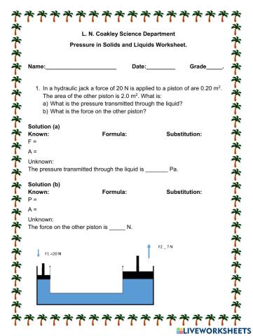 Pressure & Force in a Hydraulic System