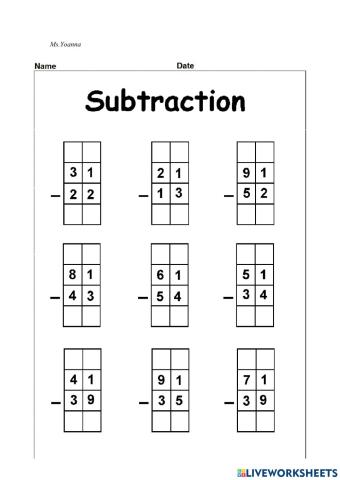 Subtraction With Regrouping