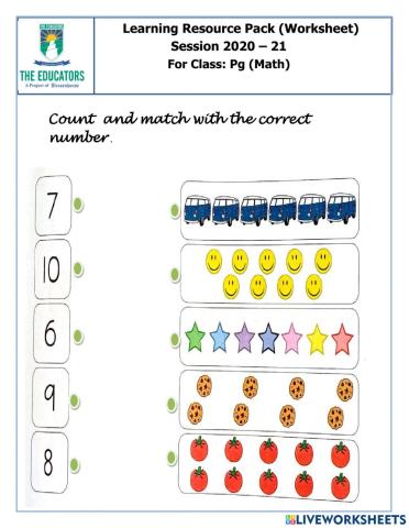 Count and match the correct no wit picture