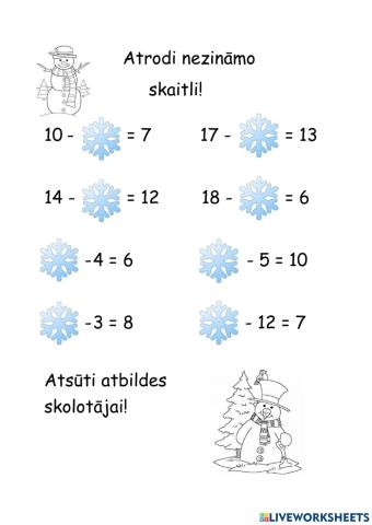 Atrodi nezināmo darbības locekli starpībā