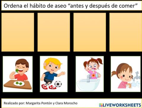 Ordena el hábito de aseo “antes y después de comer”