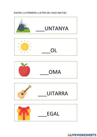 Escriu la primera lletra de cada paraula