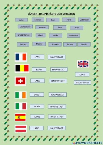 Länder, Hauptstädte und Sprachen