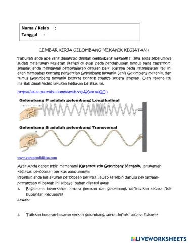 Lembar Kerja Peserta Didik Gelombang Mekani