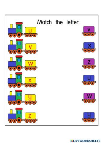 Match The Alphabet u-z