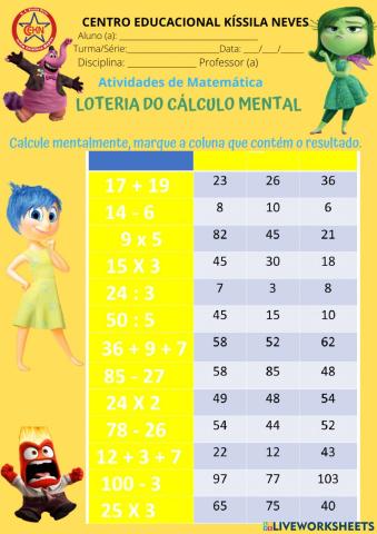 Atividades de Matemática