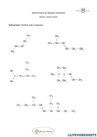 Ejercicios de nomenclatura de alquenos sustituido  1