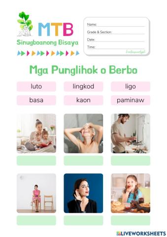 Mga Punglihok Worksheet for Kindergarten (HuntersWoodsPH)