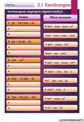 Matematik Tingkatan 2 : Kembangan