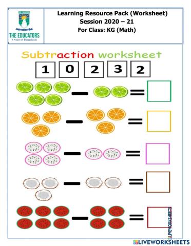 Subtraction worksheet