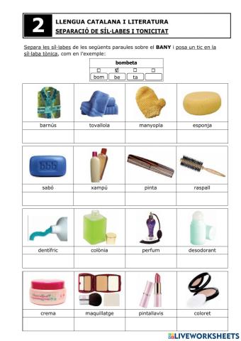Separació síl·labes i tonificació - Fitxa 2