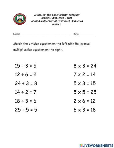 Division worksheet