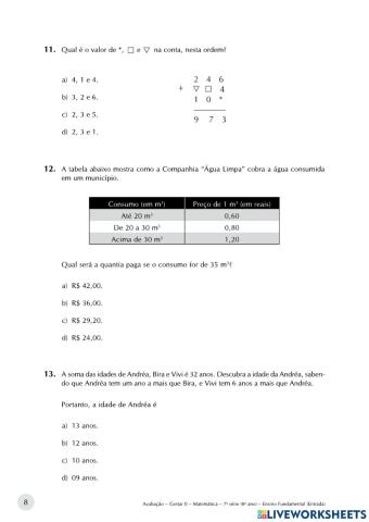 Avaliação diagnóstica 9 ano