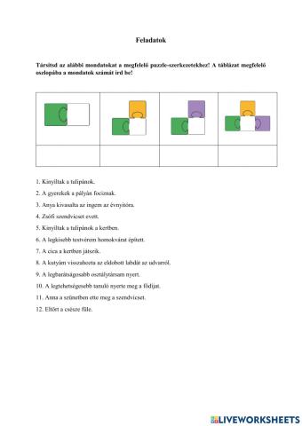 Feladatok (puzzle-szerkezet)