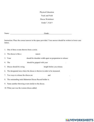 AFA Discus Worksheet