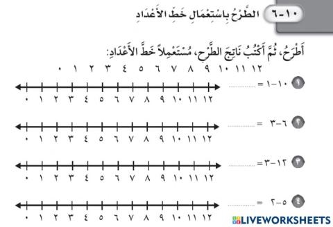 الطرح باستعمال خط الاعداد