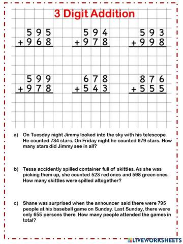 3 digit addition with regrouping