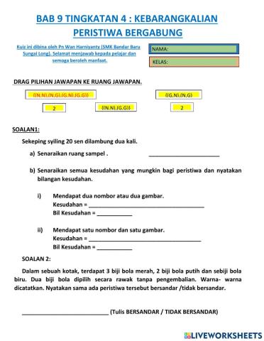 BAB 9 MATE TING 4 KEBARANGKALIAN PERISTIWA BERGABUNG