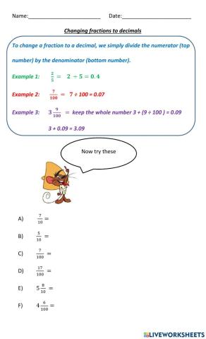 Converting fractions to decimals