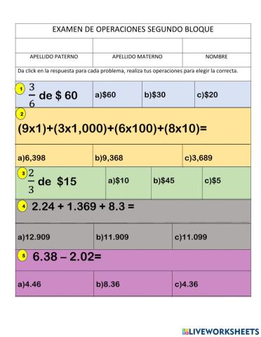 Examen operaciones