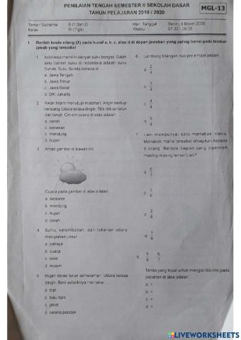 Latihan PTS Tema 5 Subtema 1-2