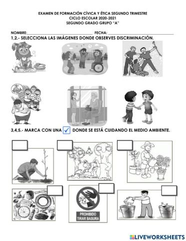 Formación Cívica y Ética evaluación 2° trimestre 2°A