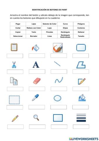 Identificación de botones de Paint