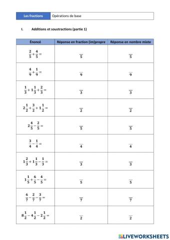 Fractions - additions (partie 1)