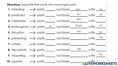 Prefixes and Suffixes