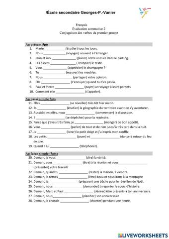 Conjugaison du premier groupe