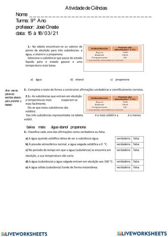 Temperatura de fusão e ebulição