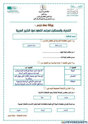 ثاني متوسط - التحديات والمستقبل لمجلس التعاون