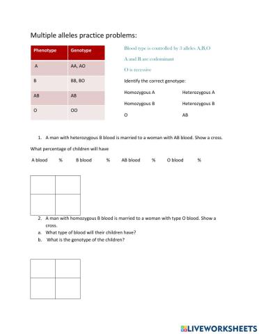 Multiple allele practice