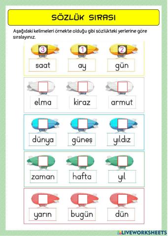 Sözlük Sırası