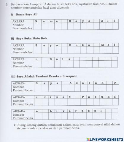 Penukaran pengekodan ASCII kepada nombor perenambelasan latihan 2