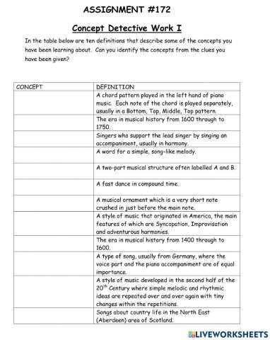 S6 Advanced Higher Music Concept detective work