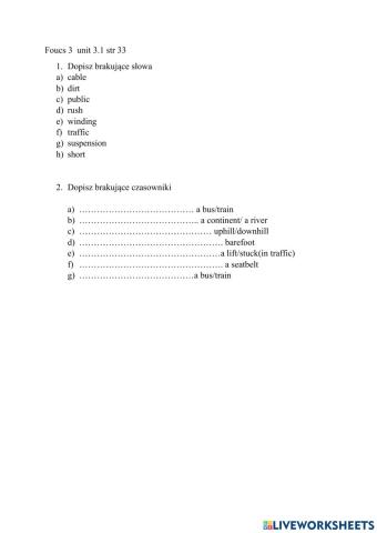 Focus 3 unit 3.1. page 33