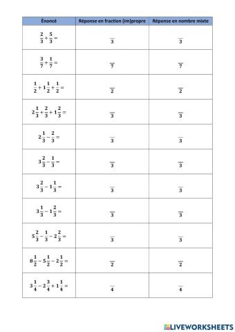 Fractions - additions (partie 1) - version 2