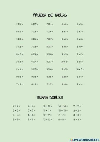 Tablas de multiplicar