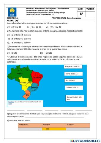 Atividade Sistema de numeração decimal