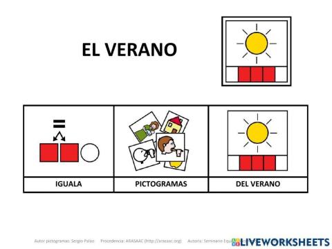 Material TEACCH igualar vocabulario verano