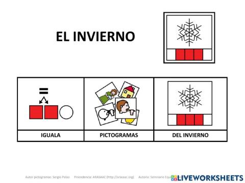 Material TEACCH igualar vocabulario invierno