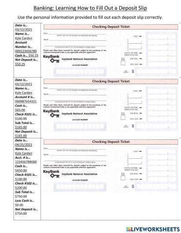 Banking Deposit Slips -2