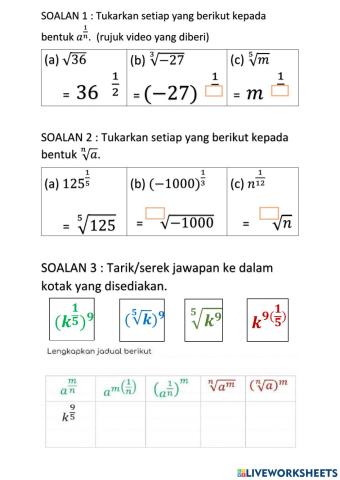 Hukum bentuk indeks pecahan