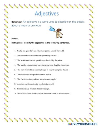 Adjective Worksheet