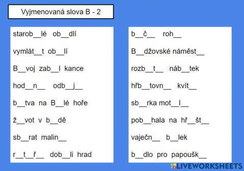 Vyjmenovaná slova B - 2