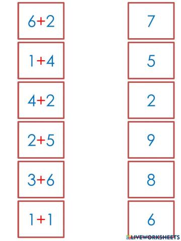 Sumas simples con resultados menores a 10