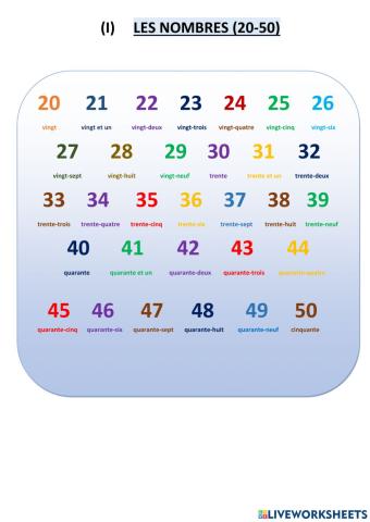 Les nombres 20-50.1